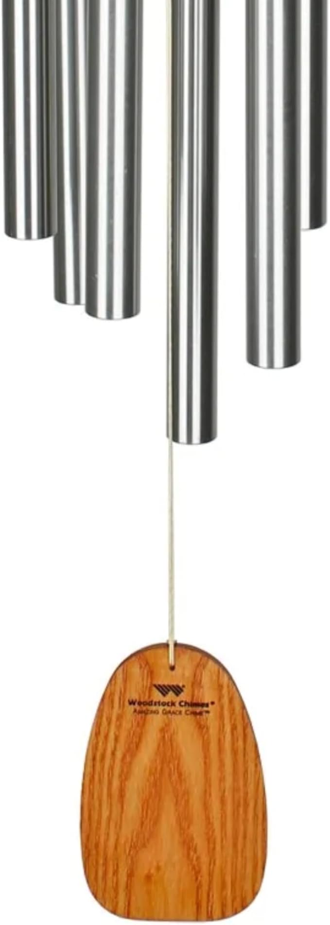 Woodstock Chimes Amazing Grace Wind Chime for Outside 40" Medium Silver,Outdoor Decor for Patio, Porch, Garden, Memorial Gift for Loved Ones AGLS