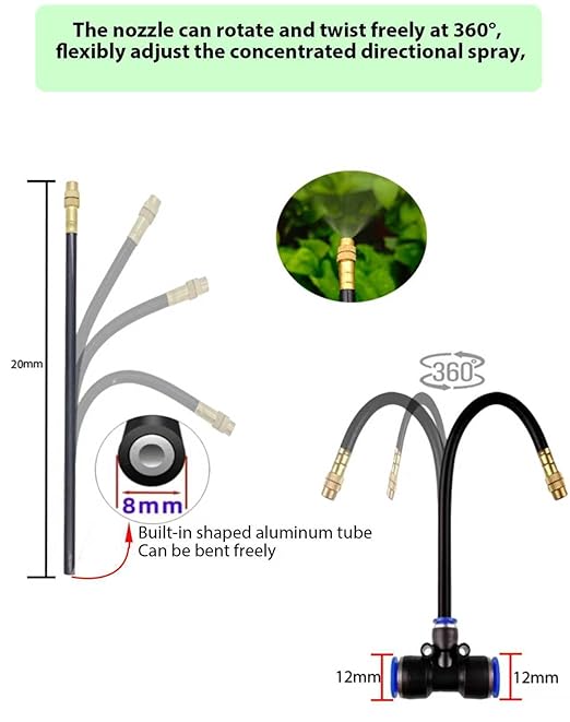 Drip Irrigation System - 360° Adjustable Micro Spray Sprinkler Kit for Garden, Easy Installation No Tools, Fine Mist Watering for Garden Potted Plants, Greenhouse (100 FT)