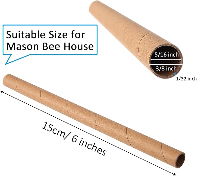 URATOT 120 Pieces Mason Bee Tubes 6 Inches Outdoor Bee Cardboard Tubes Beekeeper Replacement Nesting Refill Tubes for Mason Bee Houses, Bee Hotels