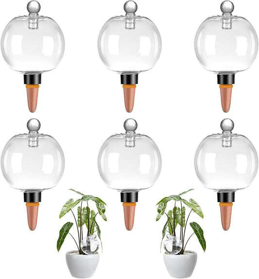 6 Pack Plant Watering Globes with Covers 17oz Self Watering Planter Insert, Plastic Water Bulbs, Indoor/Outdoor Plant Watering Devices for Automatic Drip Irrigation