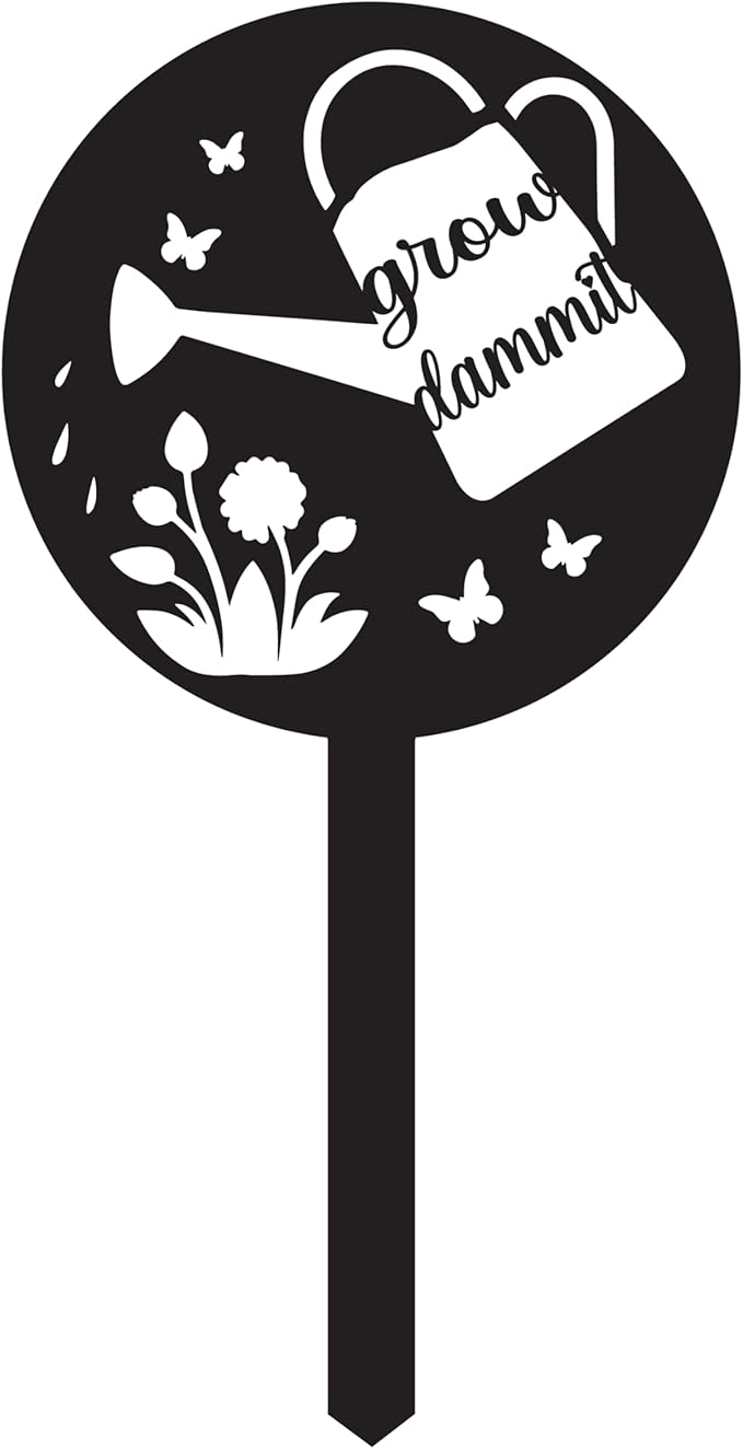 Grow Dammit Funny Garden Signs, Unique Outside Gardening Decor Outdoor, Flower Vegetable Garden Plant Accessories, Fun Gardening Gifts for Women Men Mom Gardeners Who Love Plants