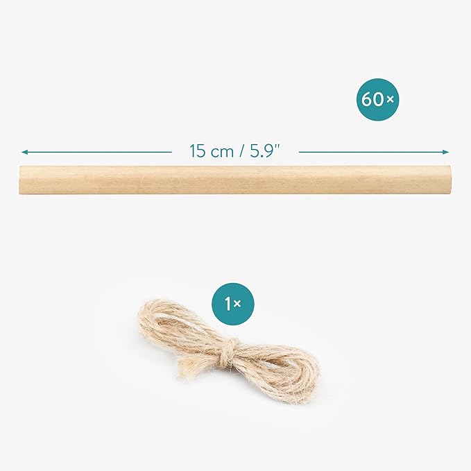 Navaris Bamboo Bee Nesting Tubes (Pack of 60) - 15 cm (5.9 in) Long Tube for Mason Solitary Bees - for Filling Insect Hotels and Bug Houses