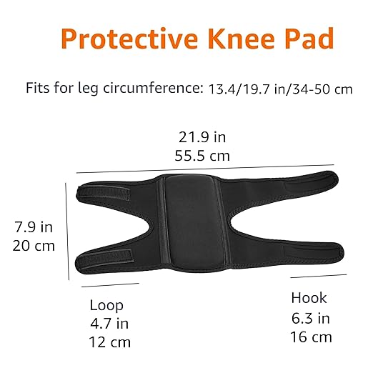Amazon Basics Over/Under Knee Pads with Foam Padding for Kneeling, Indoor and Outdoor Use, 8.5", One Size, Black, 1 Pair