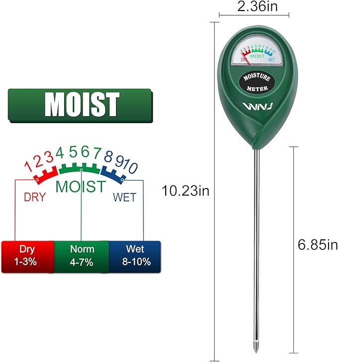 WNJ 2 Pack Soil Moisture Meter, Plant Water Monitor, Lawn Moisture Meter，Soil Hygrometer Sensor for Gardening, Farming, Indoor and Outdoor Plants