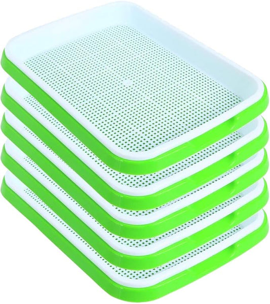 Seed Sprouter Germination Tray 5 Pack, BPA Free Nursery Healthy Wheatgrass Seeds Grower & Storage Trays for Garden Home Office