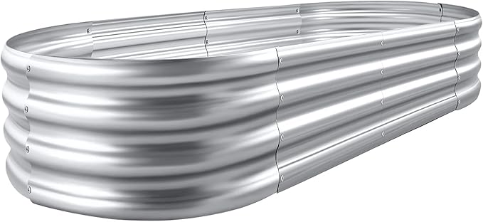 Land Guard 8×4×1 ft Galvanized Raised Garden Bed Kit，Raised Garden Boxes Outdoor, Oval Metal Raised Garden Beds for Vegetables……