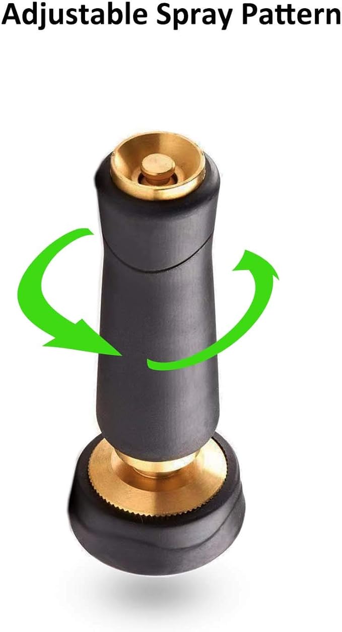 Brass Hose Nozzle, Adjustable Twist hose Sprayer, High Pressure Hose Nozzle with On-Off Valve, Leakproof Operation 3/4" Connector, Jet Sweeper Nozzle for Patio and Pet, Car Washing, 3 Pack