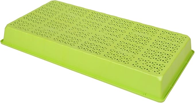 SUNPACK 10" x 20" Heavy Duty Mesh Plastic Seed Starting Tray, Lime Green, 2.3" (Pack of 10) - Ensures Water Drainage and Aeration, Perfect for Greenhouses or Indoor Gardening