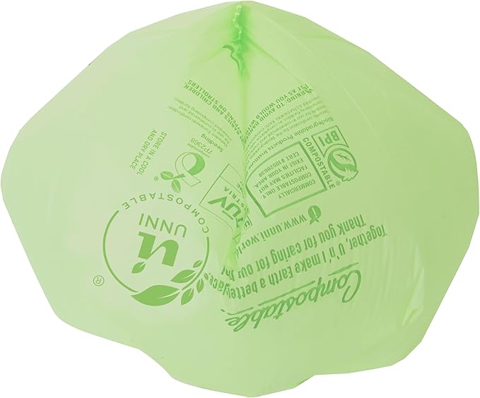 UNNI Compostable Trash Bags, 13 Gallon / 49.2 Liter, 50 Count, Extra Thick 0.9 Mil Tall Kitchen Food Scrap Bin Liners, Certified by BPI, CMA & OK compost HOME, Meets the ASTM D6400 Standard