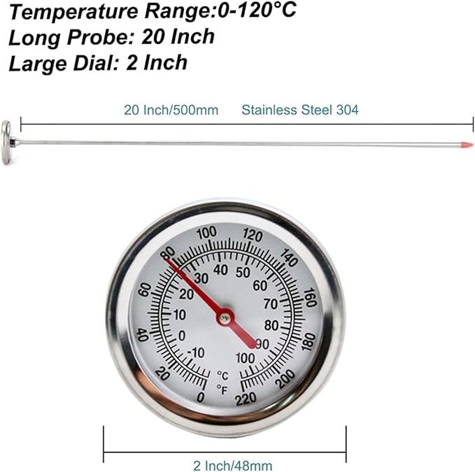 Compost Soil Tester Meter Measuring Probe Stainless-Steel Thermometer Temperature Monitor for Garden Lawn Plant Tool Moisture-Meter for Firewood-Soil Moisture-Meter Indoor Plants-Long Woodworking