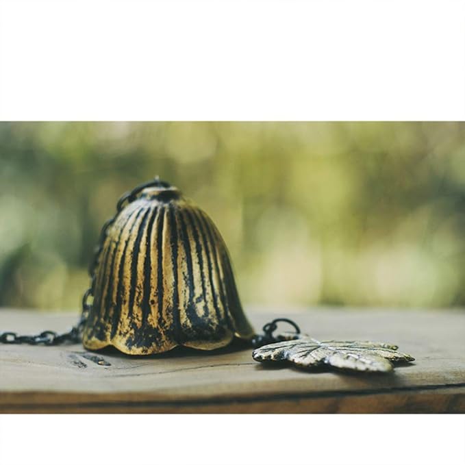 Japanese Traditional Lucky Small Wind Chimes for Outside, Iwachu Cast Iron Bless Temple Wind Bell Memorial and Sympathy Leaf Wind Chimes Indoor Garden Bell, Patio, Balcony (Maple Leaf)