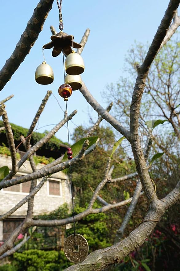 3 Bells Lucky Wind Chimes Feng Shui Wind Bell for Good Luck Home Garden Hanging Decoration Gift