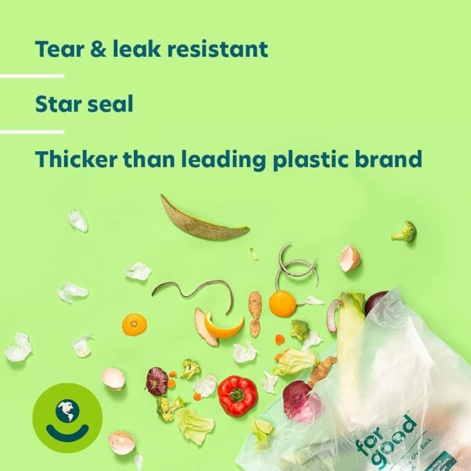 for: good Compostable 4 Gallon Small Bin Liner – Extra Strong, Tear and Leak Resistant Trash Bags, 4 Gallon | (Pack of 6)