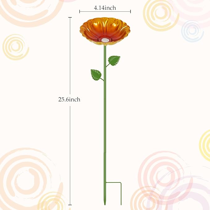 Bee Watering Station | 4 Pack Bee Baths for Garden | Metal Flowers Decorative Garden Stakes | Butterfly Feeder for Outside Garden Yard Decor (Red,Green,Blue,Yellow)