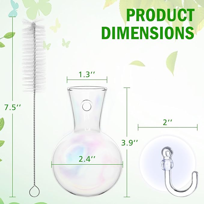 4 pcs Iridescent Window Propagation Stations, Easy to Install Plant Propagation Bulbs with Suckion Cups, No Nails Wall Hanging Planter Propagation Station, Glass Plant Terrarium Vase