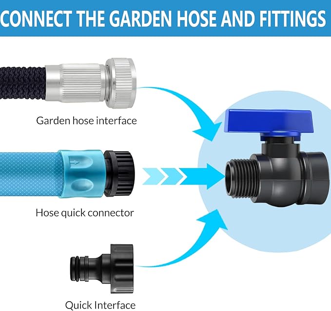 2 Pack 3/4 Inch Rain Barrel Spigot Kit, PVC Garden Hose Shut Off Valve with Bulkhead Fitting, Rain Barrel Diverter Kit for Water Tanks, Aquariums, Garden Barrel