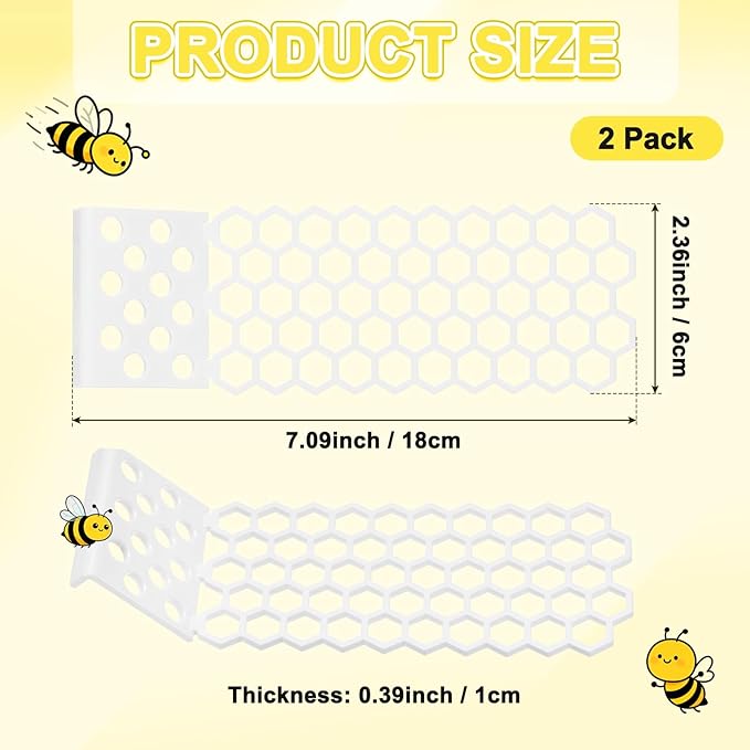 2-Pack Floating Bee Island, 18x6cm/7.09x2.36 Inch Plastic Floating Bee Watering Station for Feeding/Butterfly Bath/Outdoor Garden Decor [White]