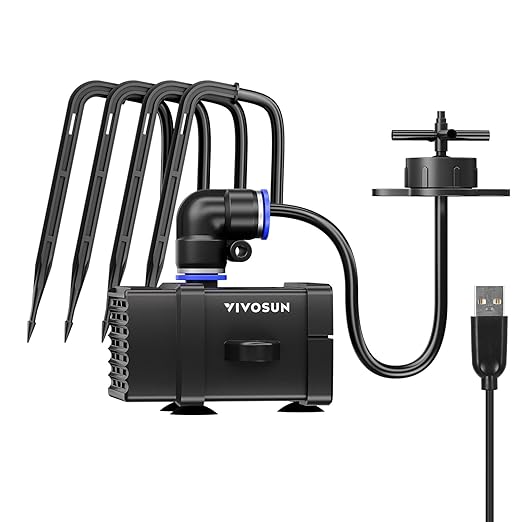 VIVOSUN FlexFeed Drip Irrigation Kit, 4W Automatic Irrigation System with Pump & 4 Drip Emitters, App-Controllable Professional Plant Watering Drip Kit for VGrow Smart Grow Box