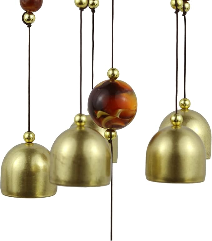 BWinka Star Wind Chimes for Outside with 5 Brzone Chime Bells, Rustic Wind Chime Hanging Decor for Garden Patio Yard