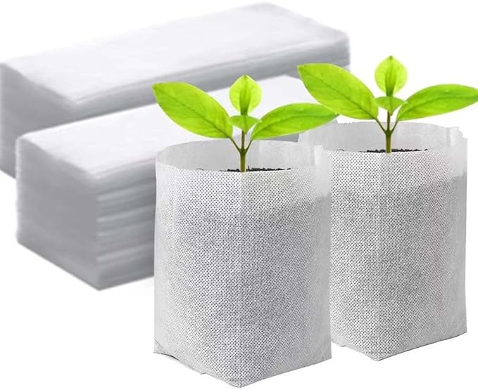 NT-ling Nursery Growing Bags, 100pcs Biodegradable Non-Woven Fabric Grow Bags, Seeding Starter Bags Seedling Plants Pots Home Garden Outdoor Greenhouse Supplies (12 * 15cm)