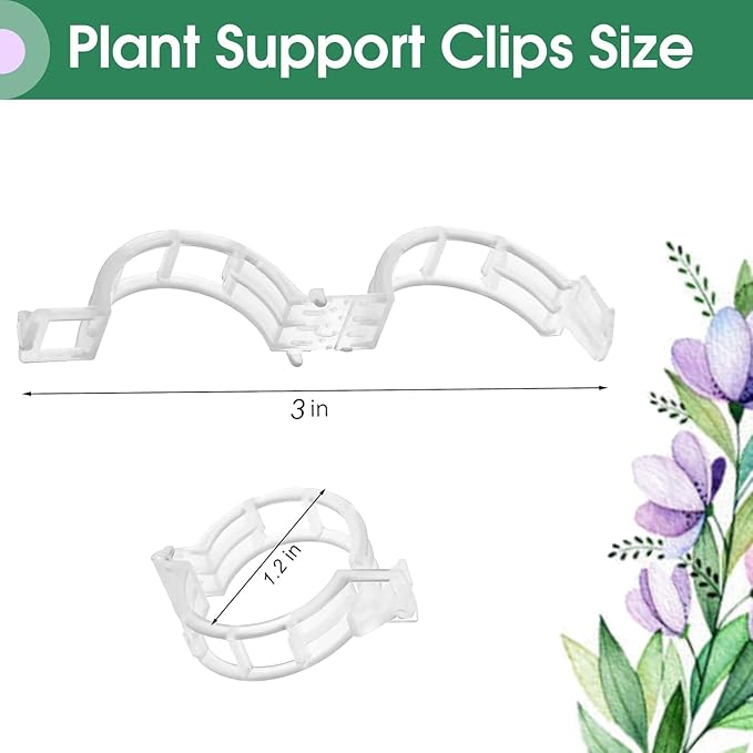 Secured Plastic Plant Clip, Plant Support Clips, Garden Clips for Climbing Plants, Plastic Trellis Clips Plant Support Clips Tomato Grape Vine Vegetables Plant Fixing Clips (100, White)