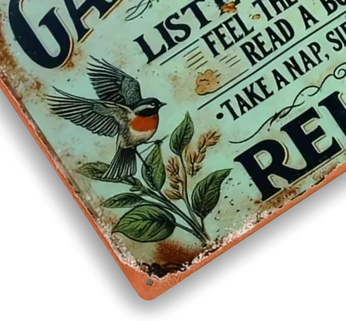 Garden Signs Vintage Metal Sign - Garden Rules Retro Gardening Signs for Outside Home Gardening Greenhouse Yard Outdoor Decor 8x12 Inch
