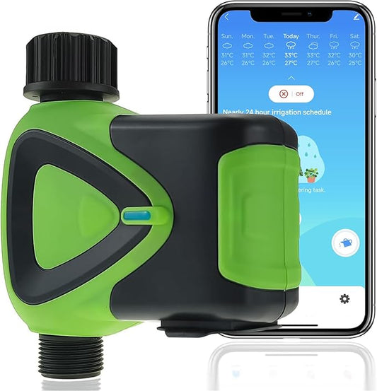 Smart WiFi Water Timer：WiFi Sprinkler Valve Timer for Garden Hose APP & Remote Control Alexa & Google Voice Compatible, Rain Delay and Manual Mode for Yard Lawn Watering