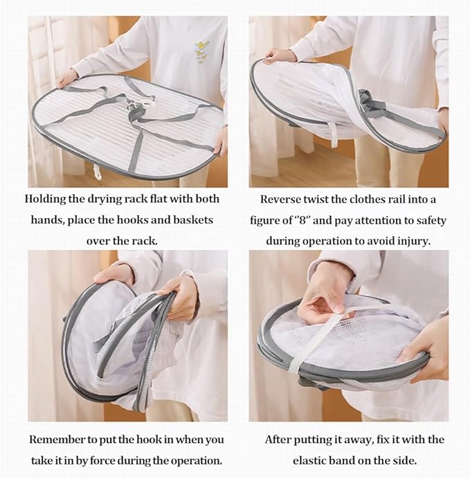 Herb Drying Rack 2 Layers Folding Mesh Hanging Drying Net Vegetable Dryer Multifunctional with Zipper,Dry Plants, Herbal,Weed,Clothing,Foods Drying Rack(White)