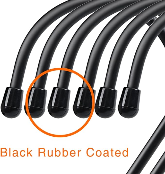 12 Pack 6 Inch S Hooks, Large S Hooks with Rubber Stopper Heavy Duty Metal S Hook, for Indoor or Outdoor, S Hooks for Hanging Plants, Birdhouse, Pan, Cups, Bags, Jewelry, Towels