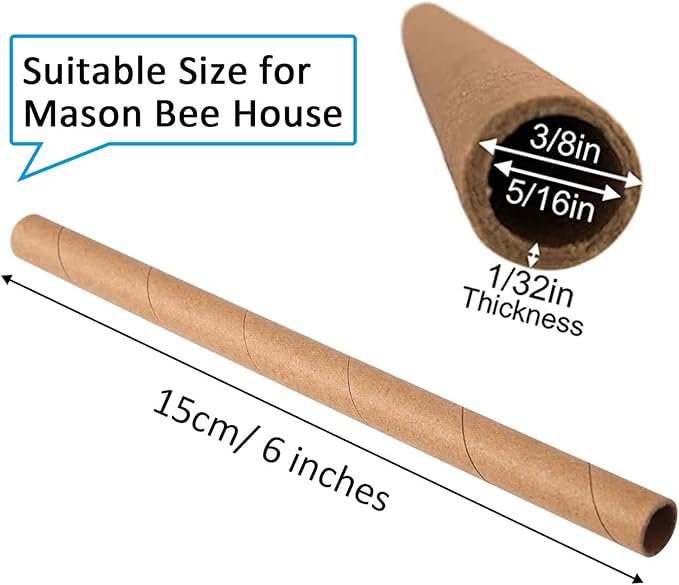 AukBeeFun Mason Bee House Cardboard Tubes,120 Pack Mason Bee Nesting Paper Tubes for Outdoor Beekeepers, Replacement Nesting Tube Refill Inserts