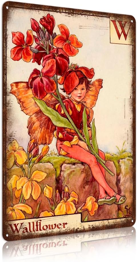 Flower Fairy Wall Decor Vintage Metal Tin Signs Fairy Garden Accessories - Wallflower