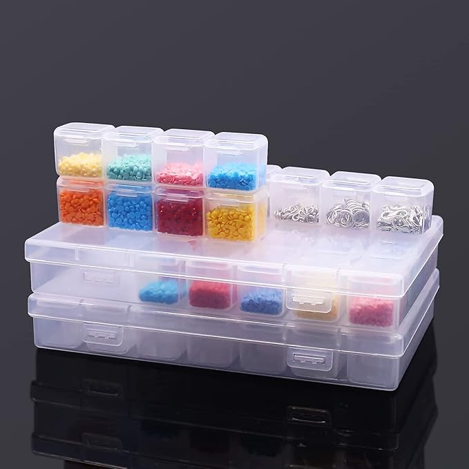 ARTDOT 56 Girds Storage Containers for Diamond Art Kits for Adults, 2 Pack Portable Bead Storage Container for Diamond Painting Accessories and Tools