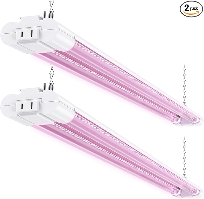 Sunco 3ft Grow Light LED, 30W, Full Spectrum, for Seed Starting, Seedling, Indoor Plants, Plug in Suspended Fixture, Link Up to 4, Inline Switch, UL/ETL 2 Pack.