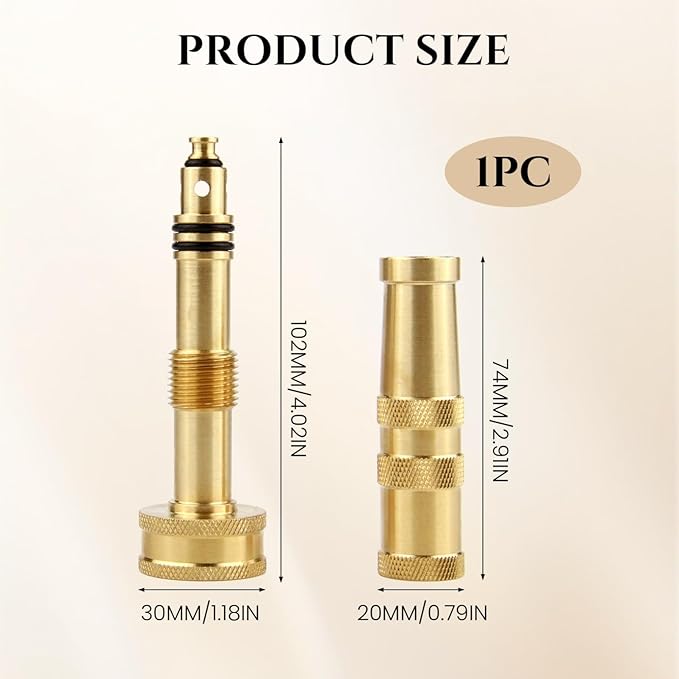 Garden Hose Nozzle Brass Water Nozzle, Brass Hose Nozzle with Adjustable Spray Rotates, High Pressure Hose Nozzle Spray Nozzles for Garden Hose(2 Pack)