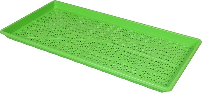 SUNPACK 10" x 20" Heavy Duty Mesh Plastic Seed Starting Tray, Green, 1" (Pack of 10) - Ensures Water Drainage and Aeration, Perfect for Greenhouses or Indoor Gardening