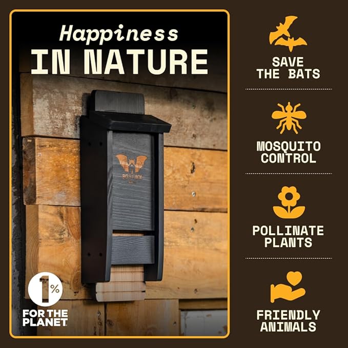 WildYard Single-Chamber Bat Box - Black Stainless Steel - Easy-to-Hang Outdoor House - Sturdy Weatherproof Bat Box - Wildlife Habitat Insect House