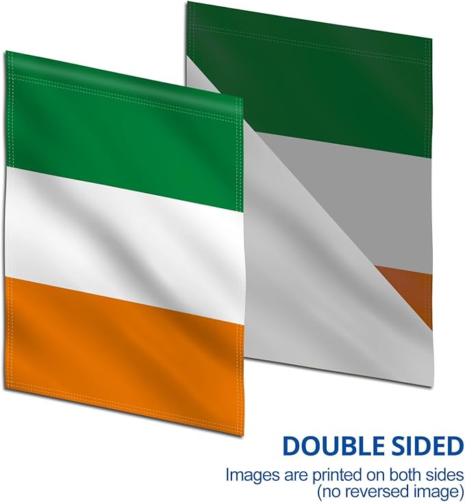 Anley Double Sided Premium Garden Flag, Ireland IE Decorative Garden Flags Irish Flag for Home Decor - Weather Proof & Double Stitched Yard Flags - 18 x 12.5 Inch