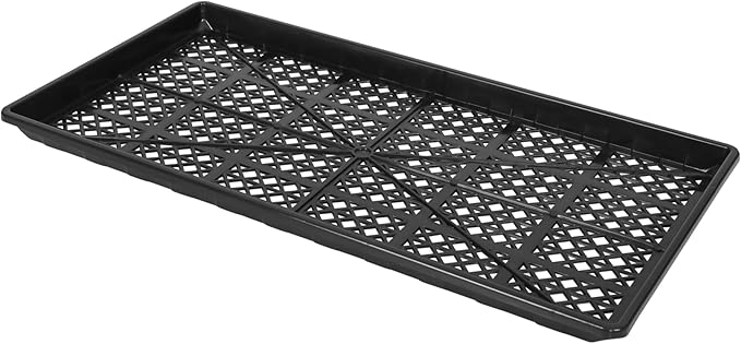 SUNPACK 10" x 20" Heavy Duty Mesh Plastic Seed Starting Tray, Black, 1" (Pack of 10) - Ensures Water Drainage and Aeration, Perfect for Greenhouses or Indoor Gardening