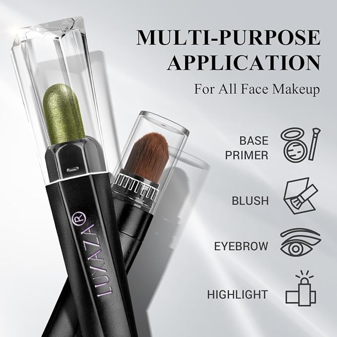 Neutral Eyeshadow Stick Makeup 6PCS Set, Green Metallic Shimmer Matte Cream Eye Shadow Eyeliner Brightener Pencil Crayon - FIREFLIES LIGHT