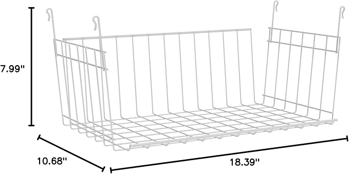 ClosetMaid Wire Hanging Shelf Basket for Storage, Organization in Closet or Pantry, No Assembly or Installation, Durable, White