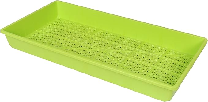 SUNPACK 10" x 20" Heavy Duty Mesh Plastic Seed Starting Tray, Lime Green, 2.3" - Ensures Water Drainage and Aeration, Perfect for Greenhouses or Indoor Gardening