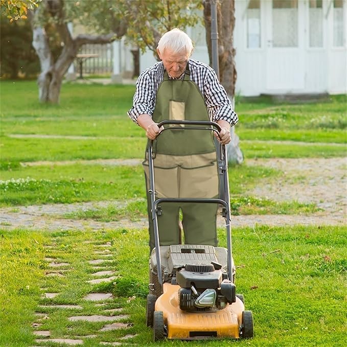 Garden apron,Apron Man,Harvest Apron with Pockets,Waterproof,Adjustable,Reinforced Knees for Mow Grass and Lawn Mowing