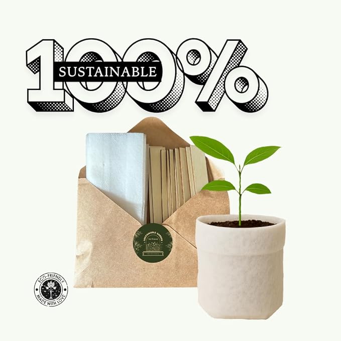 15-Pack Biodegradable Plant Grow Bags 3.5 Inch with Wooden Labels – Eco-Friendly Fabric Pots for Seedlings, Herbs, Flowers - Indoor Outdoor – Plastic-Free Gardening Gift