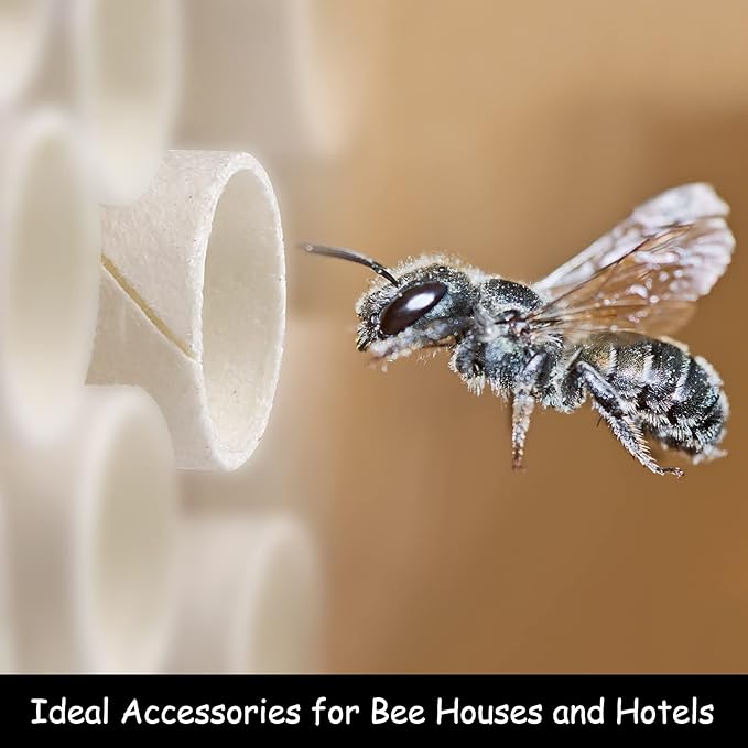Elcoho 60 Sets of Outdoors Mason Bee Nesting Tube Refill Kit Includes 60 Pieces 6-Inch Replacement Tubes & 60 Pieces Refill Tubes, Bee Nest House Hotels Tubes Bee Paper Inserts Cardboard Nest Tubes