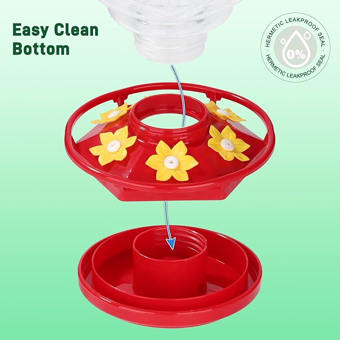 Hummingbird Feeders for Outdoors Hanging Ant and Bee Proof, 18OZ Diamond Humming Bird Feeders for Outside Circular Perch with Leak Proof & 6 Feeding Ports, Gifts for Women,2 Pack Plastic