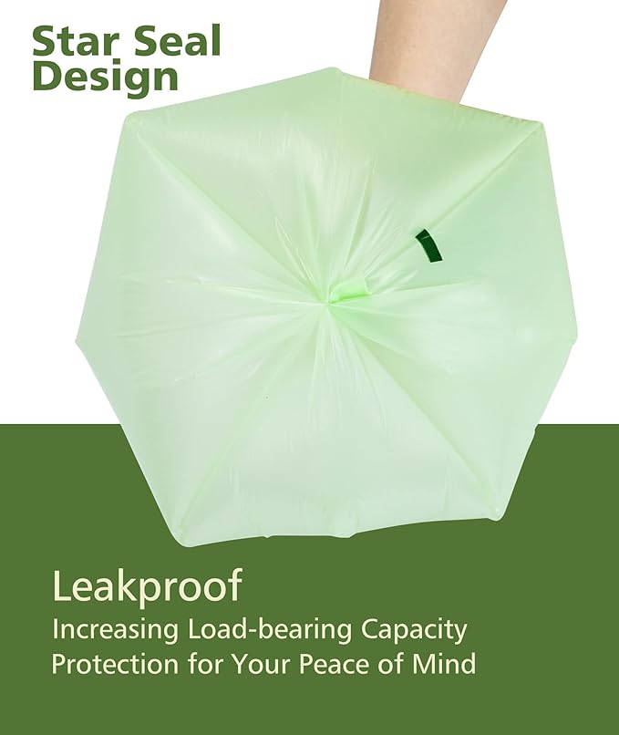 150 Count 1.6-2 Gallon Small Compost Bags, AYOTEE Biodegradable 1.6 Gallon Trash Bags, Certified By ASTM Mini Compostable Bags Strong Wastebasket Can for Bathroom Home Kitchen Fit 7.5 Liter, Green