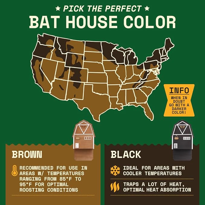 WildYard Big Bat Barn - 3-Chamber, Large Bat House - Black, Up to 150 - Ventilated Design for Year-Round Roosting - Textured Landing Pad for Effortless Entry - Preassembled Wall-Mount for Quick Setup