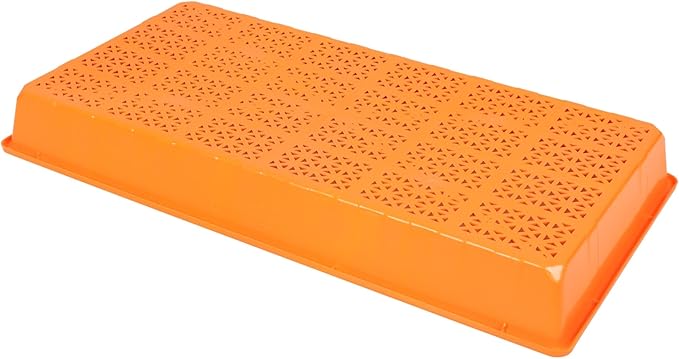 SUNPACK 10" x 20" Heavy Duty Mesh Plastic Seed Starting Tray, Orange, 2.3" (Pack of 30) - Ensures Water Drainage and Aeration, Perfect for Greenhouses or Indoor Gardening