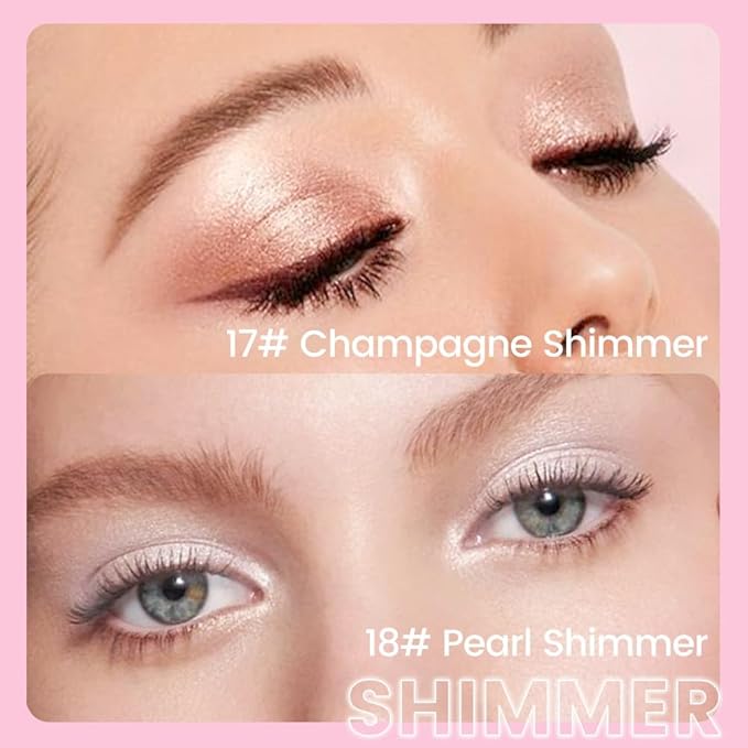 evpct 2Pcs Cream Eye Shadow Brightener Sticks Set for Eyes Waterproof, Champagne Shimmer & Pearl Shimmer Cream Eyeshadow Applicator Stick Long Lasting Pigmented Eye Makeup sombras en crema para ojos