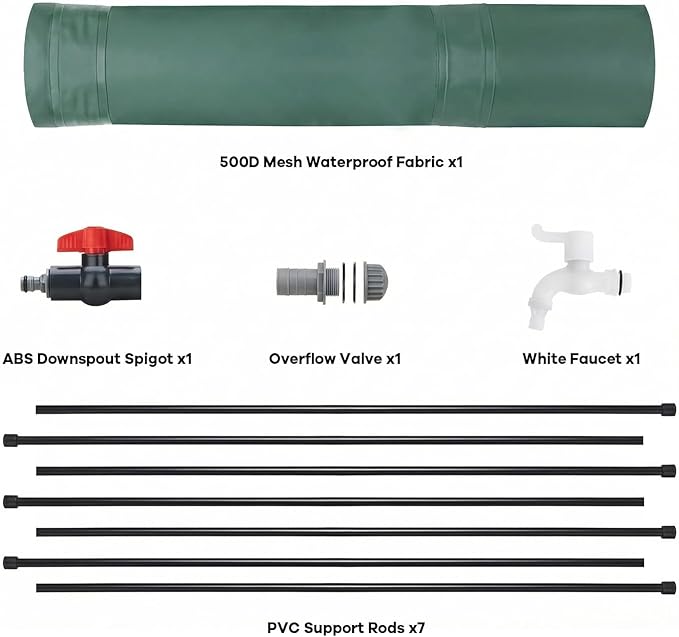 100 Gallon/380L Collapsible Rain Barrel, Foldable PVC Rain Barrels with Spigots, Top Mesh Overflow Valve, Suitable for Collect Rainwater from Gutter for Garden Lawn, Cleaning Floors